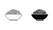 © Prism - Bowl of noodles icon set with outline and solid styles for restaurant menu or food delivery application and culinary website design elements