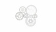 © HambaTuhanImages - A technical drawing features interconnected gears in a CAD style design, the mechanical illustration showcasing engineering precision against a clean white background, conveying a sense