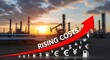 © Creative mind - Oil and energy prices increasing with a rise in the value for the concept of industry cost.