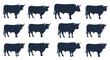 © Papa - Set of Twelve Bull Silhouettes Vector Illustration Featuring Minimalist Farm Animal Icons for Livestock Branding and Agricultural Design Projects