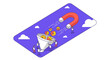 © adzril - Business concept: Magnet attracting coins into a sales funnel, symbolizing lead generation and customer acquisition strategy