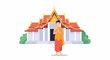 © Meraki - Buddhist Monk Praying in Front of Temple.