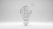 © SUHEB - Minimalist 3D render of a glowing light bulb made of puzzle pieces with one final piece fitting into place, symbolic of creative solution, innovation, strategic thinking, and completing a business ide