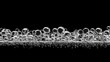 © Rupak - Horizontal layer of clear water bubbles floating on a dark black background with liquid