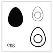 © Logo - Three eggs in black, outline, and colored versions, isolated on transparent background.