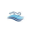 © Bagista - Swimmer in motion with waves.