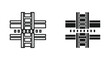 © Micro - Crossroad intersection grid layout icon set in thin line and solid flat vector style
