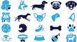 © RaziaAkter - Collection of dog breed icons and related objects in modern flat style.