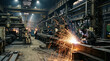 © TCyamauti - Factory sparks and machinery, industrial background, Labor Day