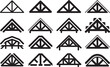 © stockingtimee - Set of roof truss structures including various geometric designs on transparent background for architecture.