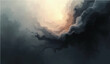 © SAHAD - An evocative abstract painting features dark and moody storm clouds with a burst of sunlight.