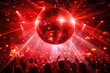 © vxnaghiyev - Vibrant red disco ball shining brightly at an energetic club party