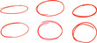 © Pngs Mart - Red pen drawn marks, red circle set Charcoal pen round ovals. Outline red drawing line clipart symbol Png