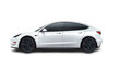 ©  Creative Studio - A sleek white Tesla Model 3 is shown in a studio setting with a black background