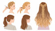 © Malikjunaid - An illustration of various hairstyles and hairdos for women, showcasing different looks and styles.