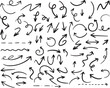 © adnanshafique - Set of hand drawn doodle arrows. Vector illustration of black sketchy arrow signs, pointers, and curves for design elements and infographics.