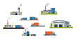 © adobe stock - Industrial logistics and distribution network with factories and trucks, illustrating a supply chain process