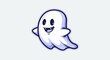 © Kelelawar - A cartoon ghost with big eyes and a wide smile floats cheerfully
