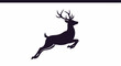 © Orma - A dark silhouette of a leaping stag with large antlers against a white background