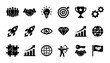 © Saif - Business strategy icons set, 18 black vector symbols for corporate growth and startup success, professional management and leadership icons