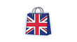 © Budiana - A Union Jack flag design on a shopping bag with metal handles against a white background.