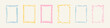 © Kseniia - Scallop crayon doodle hand drawn rectangle frame set. Serrated zigzag border. Cute girly postage stamp. Whimsical kid pencil text box, photo frame, colored block. Wedding, birthday invitation design