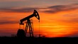 © Wellington - An oil pump works diligently against the fiery backdrop of the setting sun, it symbolizes industry, energy, and the constant pursuit of resources. PNG Transparent Background