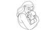 © graphics-art - Mother, woman, hugging, baby, line art, illustration, family, love, parenthood, tender