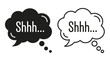 © Pro seller - Shhh speech bubble vector icon set with solid and outline comic chat symbols, silence message elements isolated on white background.