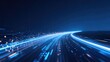 © TommyNa - Futuristic high speed data flow with glowing blue light trails and digital particles forming dynamic network pathway, idea for AI technology, fast internet and big data transmission concept