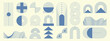 © TWINS DESIGN STUDIO - Luxury abstract line element set vector. Mid century modern geometric abstract shapes in blue with retro modular arches circles and decorative forms. Design for branding, posters, cards, packaging .