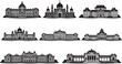 © Pham - Palace Buildings Silhouette Set Royal Imperial Classical Architecture Vector Collection