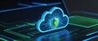 © jollier_ - Cloud security system with shield and lock graphic showing protection of data on device