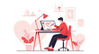 © Nova - Artist drawing heart on tablet, creative workspace, digital art, illustration, love concept
