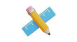 © ana - Vector illustration of 3d illustration of a yellow pencil and a blue ruler on a transparent background