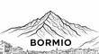 © Dian - Stylized line drawing of a mountain range above a village with the word BORMIO