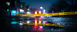 © perfectlab - Nighttime urban street with caution tape