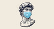 © Romi - Renaissance sculpture bust wearing a blue medical mask