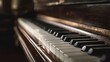 © CHUTKI - Close-up view of piano keys indoors with soft light and bokeh effect.