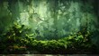 © Ryandi - A weathered stone wall is overtaken by lush green moss and vibrant foliage, creating a striking contrast between decay and flourishing life.