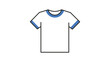 © Fimamoon - Minimalist White T-Shirt Vector Icon with Blue Trim and Editable Stroke, Flat Illustration of Casual Apparel Clothing for Fashion Design, E-commerce, and Web UI, Scalable Line Art Graphic.