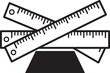 © PixelSaga MH2  - Two black rulers crossed over a black geometric shape on a white background, also transparent background