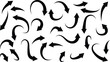 © farhanatisha - Collection of black curved arrows pointing in various directions on a white background