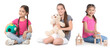 © New Africa - Children with toys on white background. Collection of portraits