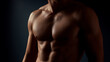 © A2Z AI  - Strong athletic build of a male torso, showing toned muscles and definition, with dark and dramatic lighting highlighting the physique