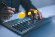 © C VrStudio - Businessman organizing digital folders and document workflow on laptop, data pipeline concept, file management system, process automation, cloud storage, digital transformation, technology interface.