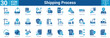 © Jackcuan - Shipping Process editable icon set vector illustration containing business with icon of Cargo Shipping, Shipping Route, Shipping Schedule, Shipping Control, Delivery Process, Delivery Status, Package.