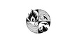 © Abdul - Circular emblem depicting the four elements: fire, water, air, and earth.