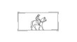 © Ifih - Line Art Rider on Horseback, Cowboy Hat, Backpack, Outdoor Adventure