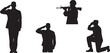 © Zalema - Military, soldier, salute, vector icons, black silhouettes, army, greeting, salute gestures